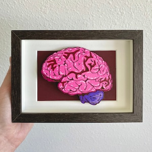 Brain Wood Cut Painting | Original Painting | Anatomical Art | Medical Art | Science Art | Neuroscience Art | Human Anatomy Brain image 1