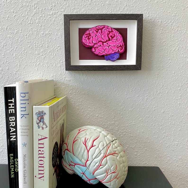 Brain Wood Cut Painting | Original Painting | Anatomical Art | Medical Art | Science Art | Neuroscience Art | Human Anatomy Brain image 3
