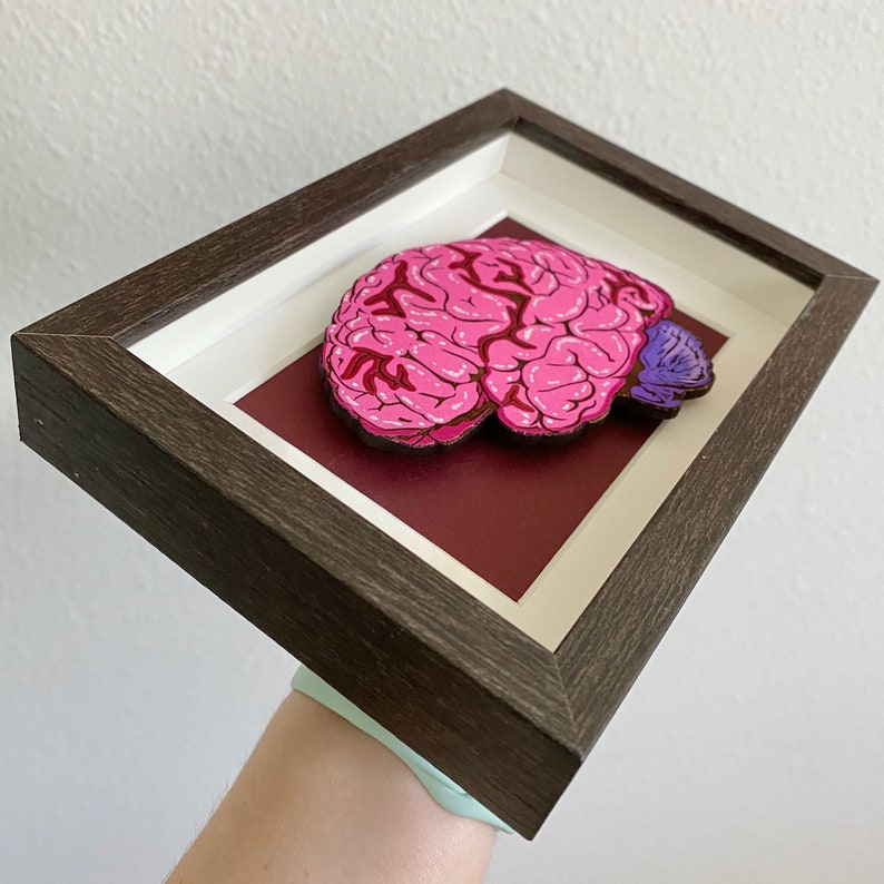 Brain Wood Cut Painting | Original Painting | Anatomical Art | Medical Art | Science Art | Neuroscience Art | Human Anatomy Brain image 2