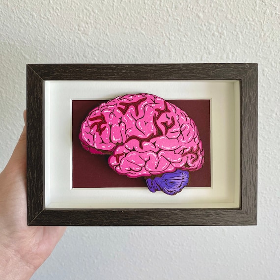 Brain Wood Cut Painting | Original Painting | Anatomical Art | Medical Art | Science Art | Neuroscience Art | Human Anatomy Brain