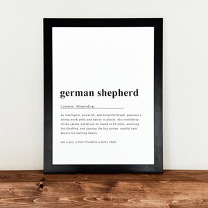 German Shepherd Gift, Instant Printable, Dog Breed Definition, Herding Group, Minimalist Design, Canine Lover, Pet Adoption, New Puppy Idea