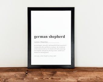 German Shepherd Gift, Instant Printable, Dog Breed Definition, Herding Group, Minimalist Design, Canine Lover, Pet Adoption, New Puppy Idea