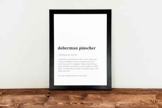 Doberman Wall Art, Dog Breed Definition, Minimalist Pinscher, Instant Download, Bully Breed, Home Decor, Animal Art, Pet Adoption, Poster