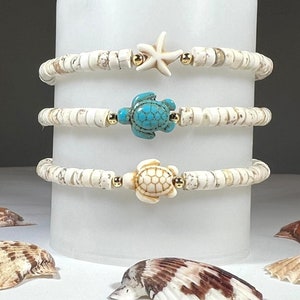 New! White Turquoise Summer Heishi Bracelet | Heishi Rondelle Bracelet