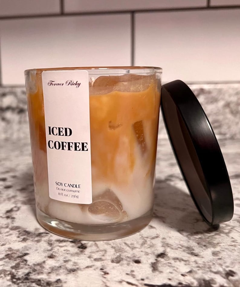 Iced Coffee Scented Candle: Soy & Gel Wax Blend, 10 oz.