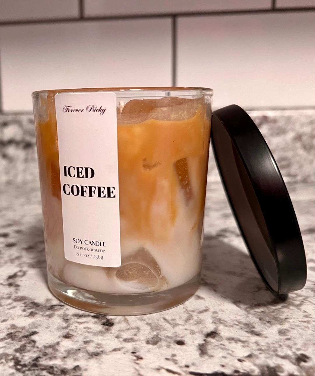 Iced Coffee Scented Candle: Soy & Gel Wax Blend, 10 oz.