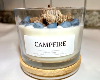 Campfire Candle: Fire Roasted Marshmallow Scent, Crackling Wooden Wick