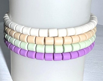 Pulsera de cuentas heishi gruesas: pulsera apilable de 6 mm de ancho