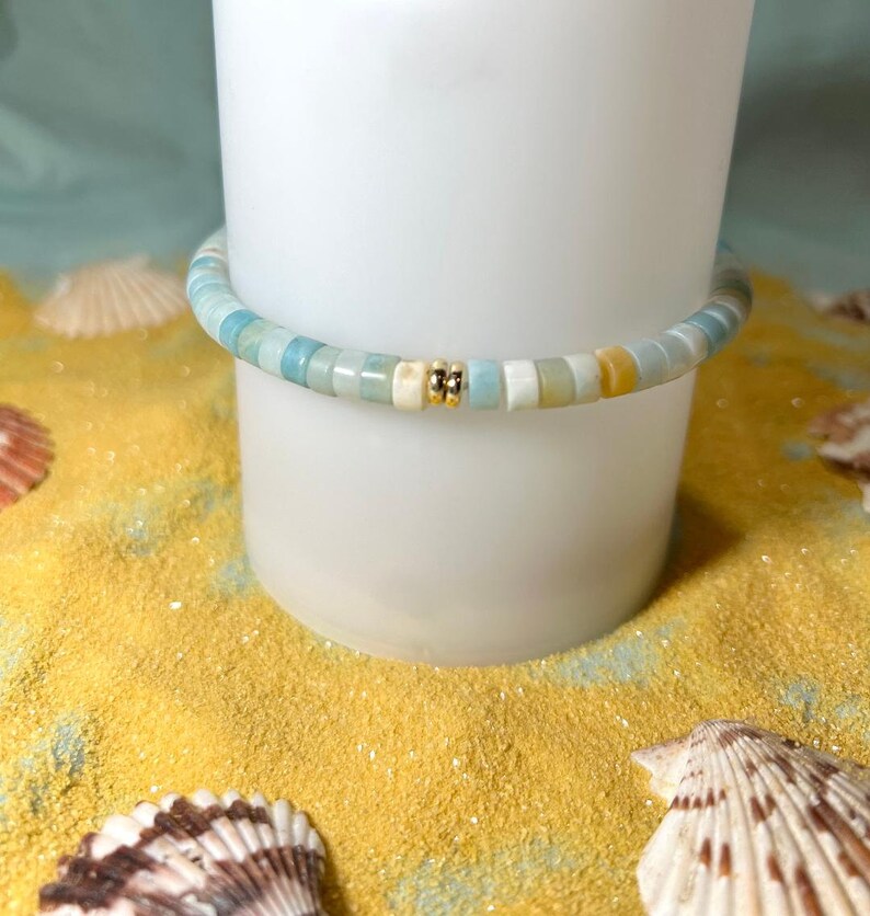 NEW Natural Genuine Amazonite Heishi Summer Bracelet Heishi Bracelet One Bracelet Etsy