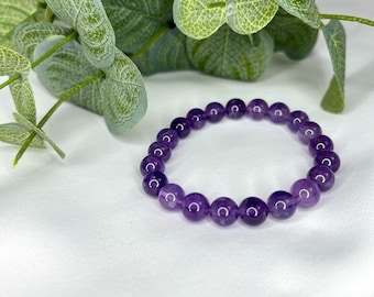 Amethyst Beaded Bracelet- Healing Bracelet-Handmade Jewelry