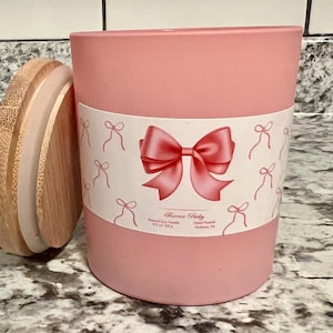 Pink Bow Candle: Natural Soy Wax, Home Decor