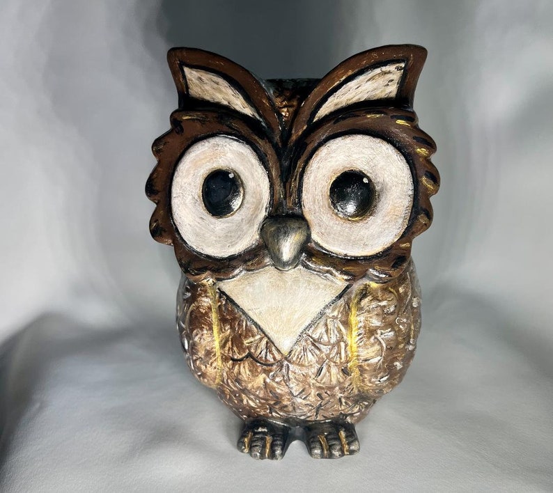 Hand Painted Ceramic Owl Owl Figurine Owl Etsy