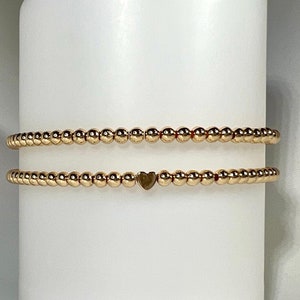 14K Gold Filled Stacking Bracelet - 4mm Beaded Bracelet