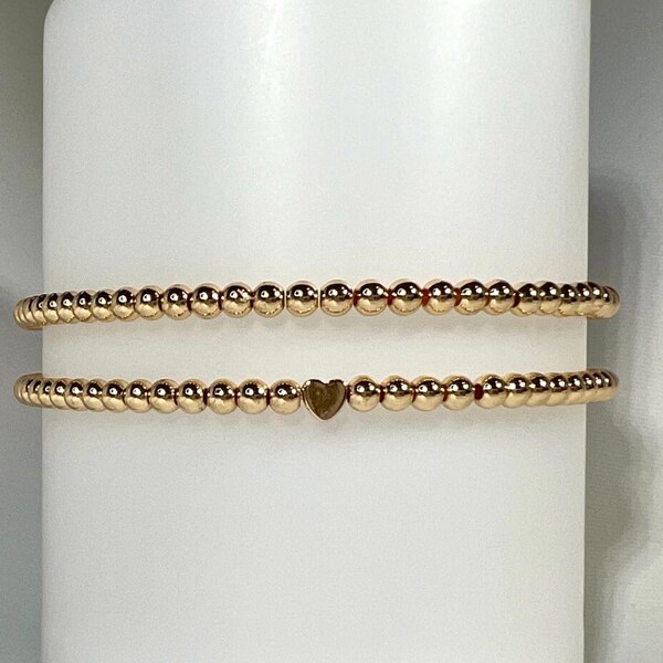 thumbnail image 2 of 14K Gold Filled Bead Ball Stretch Bracelet – 4mm Beads, Stackable, Handmade – Various Sizes, Australia 2 of 6