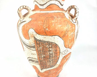 Unique Palace style | Greek amphora vase. Traditional sacrifice vase. Artistic ceramic pottery. Minoan Ancient pottery. Vase reproduction