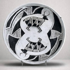 One-of-a-Kind Handmade Mimbres Style Ceramic Bowl – Contemporary Tribal Art, Statement Decor for Interior Designers & Collectors
