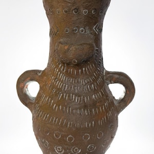 Archaeological Sardinian Nuragic Pottery Replica: Handmade Clay Vase Home Decor
