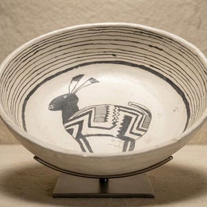 Reproducción de cerámica antigua de Mimbres, cultura mogollón, Nuevo México, colección de arte, cerámica artística, réplica de cerámica antigua, arcilla hecha a mano.