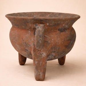 Tripod Ceramic Vessel – Monte Claro Inspired, Handmade Terracotta Pot, Sardinian Style, Primitive Archaeological Decor