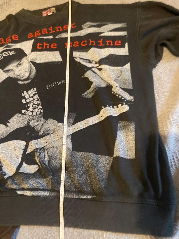 Sweat à Capuche Vintage Rage Against The Machine Rouge Et Noir Années 90 - Taille L