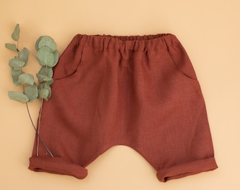 Leinen Kleinkind Jungenhose: Elastische Taillenhose