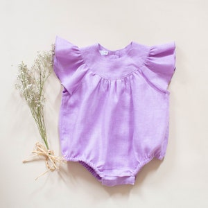 Linen Ruffle Romper: Baby Girl Playsuit