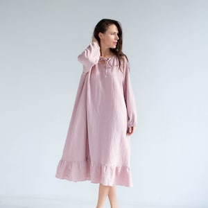 Blush Organic Cotton Muslin Nightgown: Women&#39;s Natural Nightwear