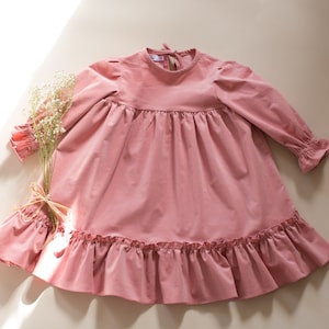 long sleeves corduroy dress, party dress with ruffles 2143 long sleeves corduroy dress, party dress with ruffles 2143