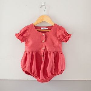 Girls linen romper, Toddler romper, Classic romper