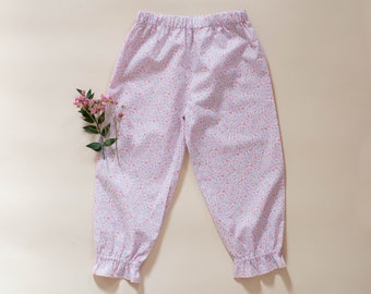 Cotton girls pants, pink girls pants, cotton girls trousers, toddler cotton trousers, liberty pants, floral pants