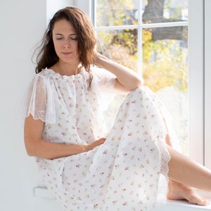 Women's Nightgown, Cotton Nightgown, Natural Nightwear