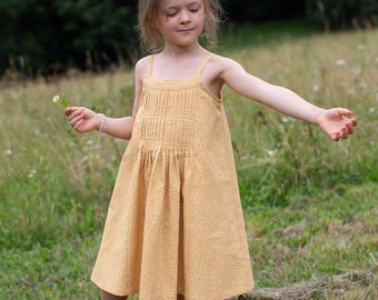 Mädchen Baumwollkleid, Kleinkind Baumwollkleid, gelbes Mädchenkleid, Babykleid, Träger Mädchenkleid, Blumenmädchen Kleid
