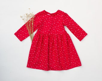 Rotes Mädchenkleid, Baumwolle Mädchenkleid, Kleinkind Kleid, Baby rotes Kleid, Kleinkind rotes Kleid, rotes Baumwollkleid