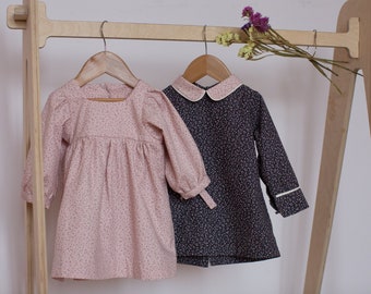 Kleid aus Bio-Baumwolle, rosa Mädchenkleid, Kleinkind-Baumwollkleid, Babymädchenkleid, Kleid aus Bio-Material