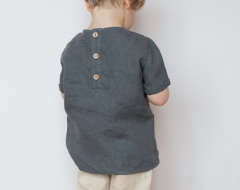 Boys linen tee, boys linen shirt, toddler tee, toddler shirt