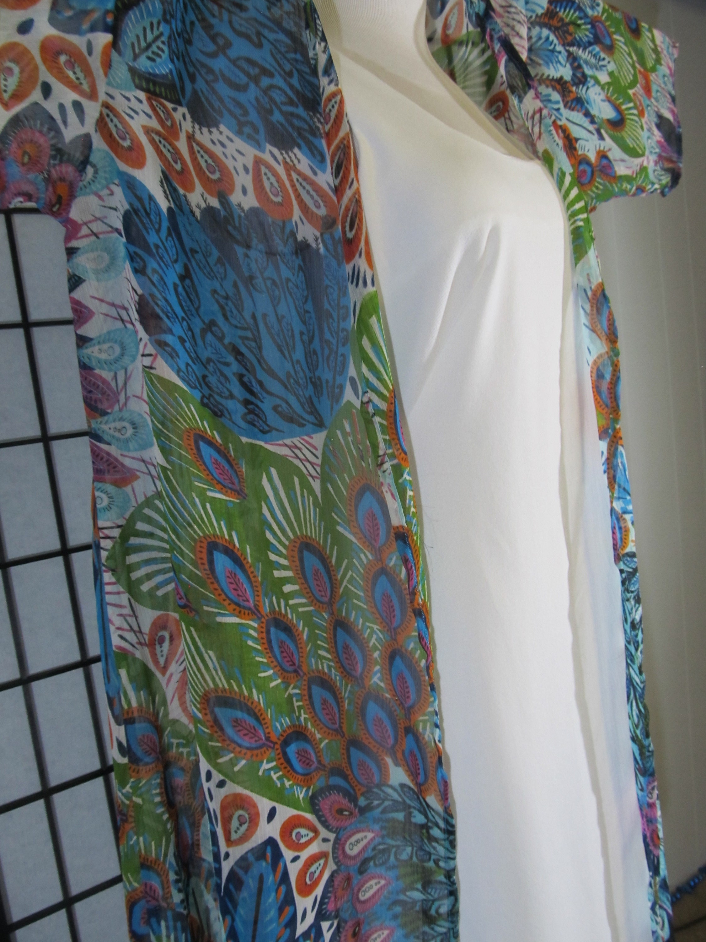 Vintage Women's Zury Kimono Bohemian Maxi One Size Colorful