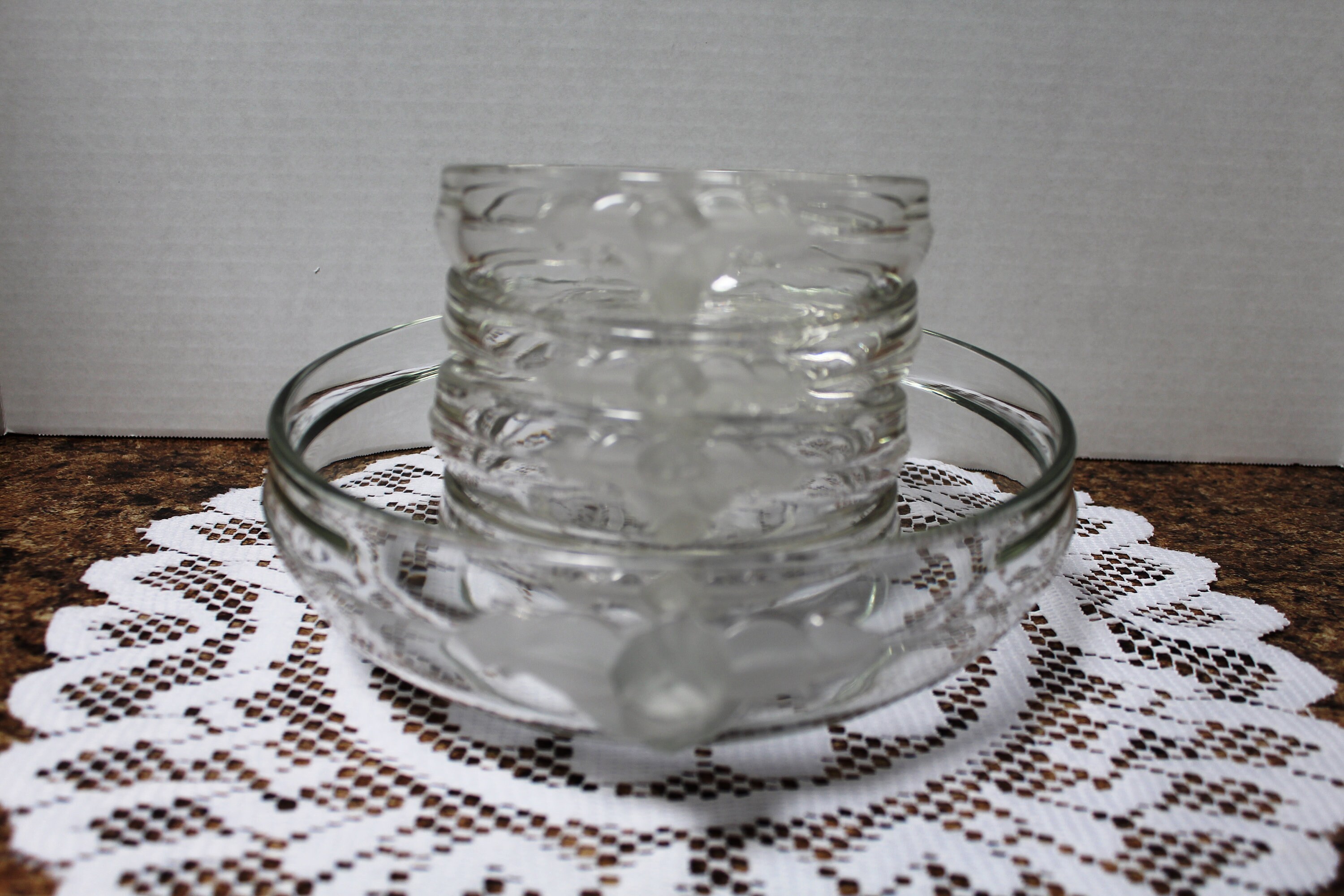 Vintage Mikasa Crystal Serving Bowl and 4 Berry/Fruit/Dessert Etsy España