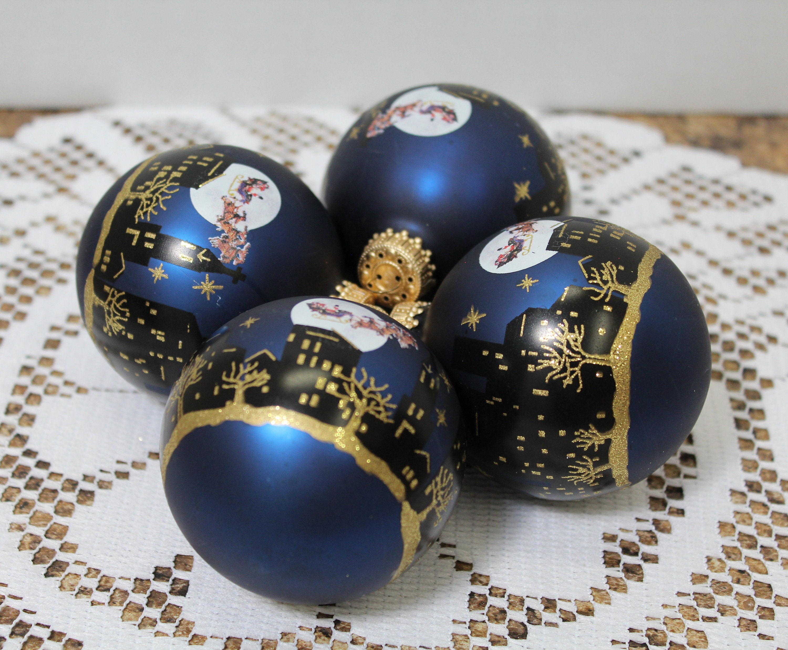 Vintage Christmas by Krebs Ornaments Night Before Christmas 4 Round