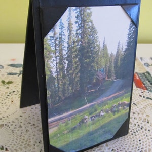 Lot of 5 Vtg Photo Frames Double Sided Desktop Faux Leather Black 4 x 6 Great Holiday Gift Under 5 dollars