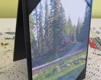 Lot of 5 Vtg Photo Frames Double Sided Desktop Faux Leather Black 4 x 6 Great Holiday Gift Under 5 dollars