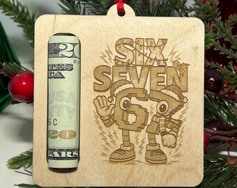 Funny 67 Christmas Money Holder Ornament: Laser Engraved Cash Gift Tag