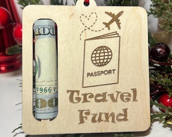 Travel fund money holder gift, Adventure lover gift, cash holder, Vacation budget travel Christmas ornament, Gift for travelers, teen gift