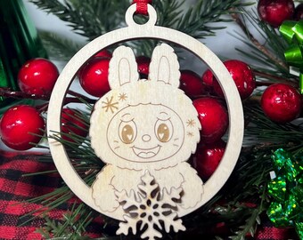 Cute Cartoon Monster Christmas Ornament, Doll Design, Merry Christmas, Wood ornament, Laser engraved