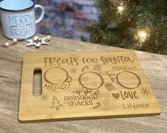 Santa cookie tray custom | Personalized Milk and Treats for Santa Cutting board | Christmas Cutting Board | Engraved Cutting Board