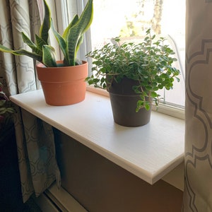 White window sill shelf, Wooden shelf for plants, Floating shelf, farmhouse decor,  window herb garden shelf, Removeable Shelf