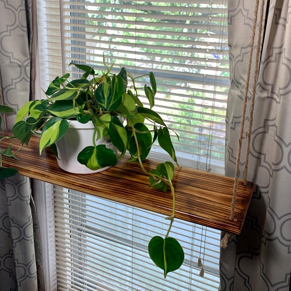 Hanging Shelf | Window Plant Shelf | Rope Shelf | Floating Shelf | Plant Shelf | Hanging Display Shelf | Home Decor