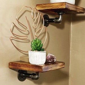 Industrial Rustic Pipe Shelf | Plant Shelf | Floating shelf | Small Wall Shelf | Home Decor