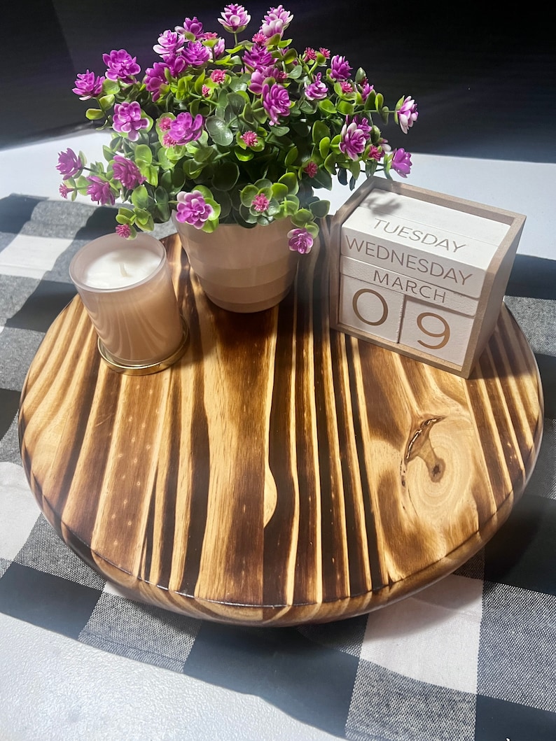 Wooden Tabletop Lazy Susan Farmhouse Countertop Lazy Susan Etsy