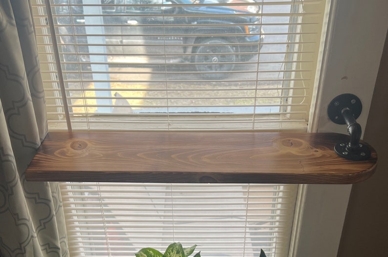 Window Plant Shelf Single Swivel Industrial Pipe Shelf Black Etsy