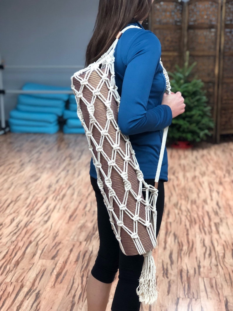 Macrame Yoga bag adjustable yoga mat carrier made with Etsy